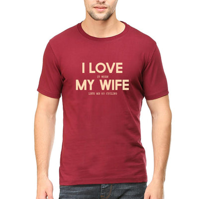 Swag Swami Men's I Love It When My Wife Lets Me Go Cycling  T-Shirt - Cyclop.in