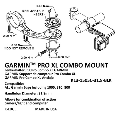 K-Edge Garmin Pro Xl Combo Mount (Black) - Cyclop.in