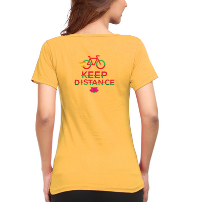 Cyclop Women's Keep Distance Cycling T-Shirt - Yellow - Cyclop.in
