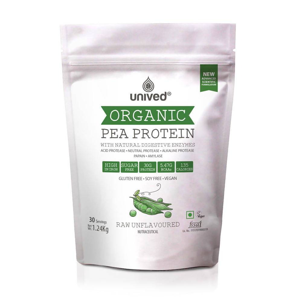 Unived Organic Pea Protein Isolate, Chocolate & Unflavoured, with Natural Digestive Enzymes, Vegan & Plant-Based Protein - Cyclop.in