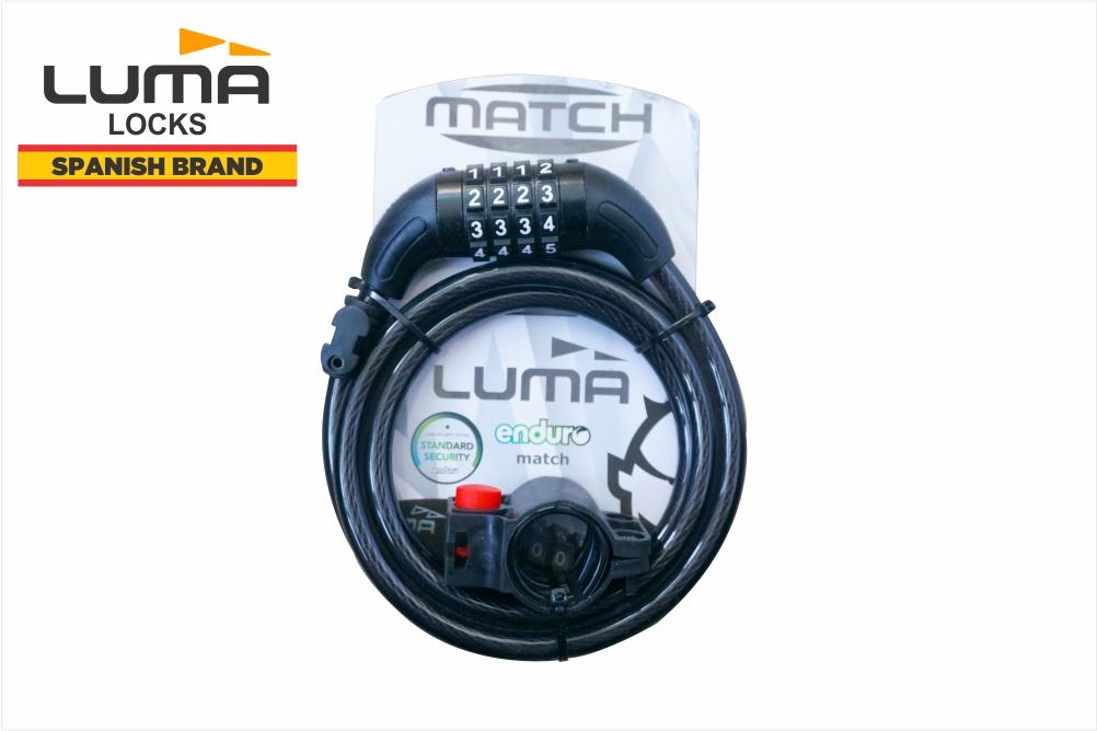 Luma Enduro Spiral Match Cycle Lock 08 x 150cm Black - Cyclop.in