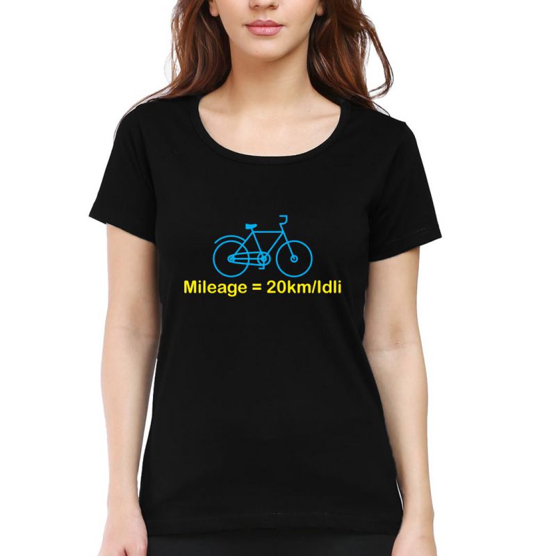 Swag Swami Women's  Mileage = 20km/Idli  T-Shirt - Cyclop.in