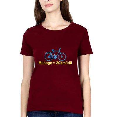 Swag Swami Women's  Mileage = 20km/Idli  T-Shirt - Cyclop.in