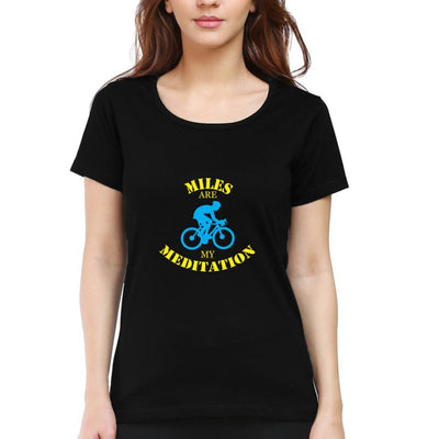 Swag Swami Women's  Miles Are My Meditation T-Shirt - Cyclop.in