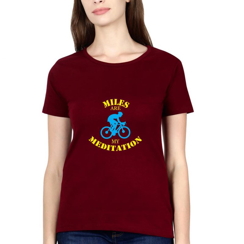 Swag Swami Women's  Miles Are My Meditation T-Shirt - Cyclop.in