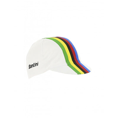 Santini UCI Rainbow Stripes Cycling Cap (White) - Cyclop.in