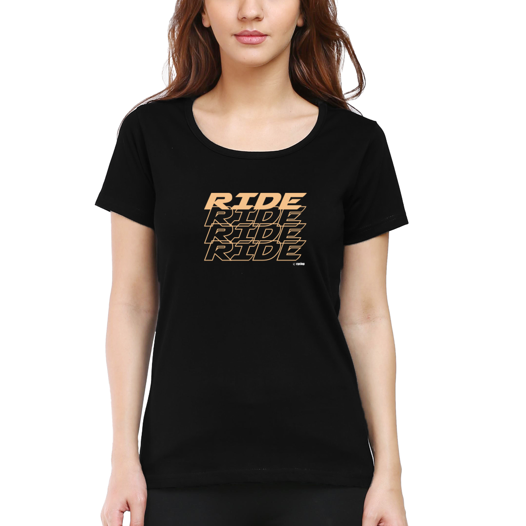 Cyclop Women's  Ride Ride Ride Cycling T-Shirt - Cyclop.in