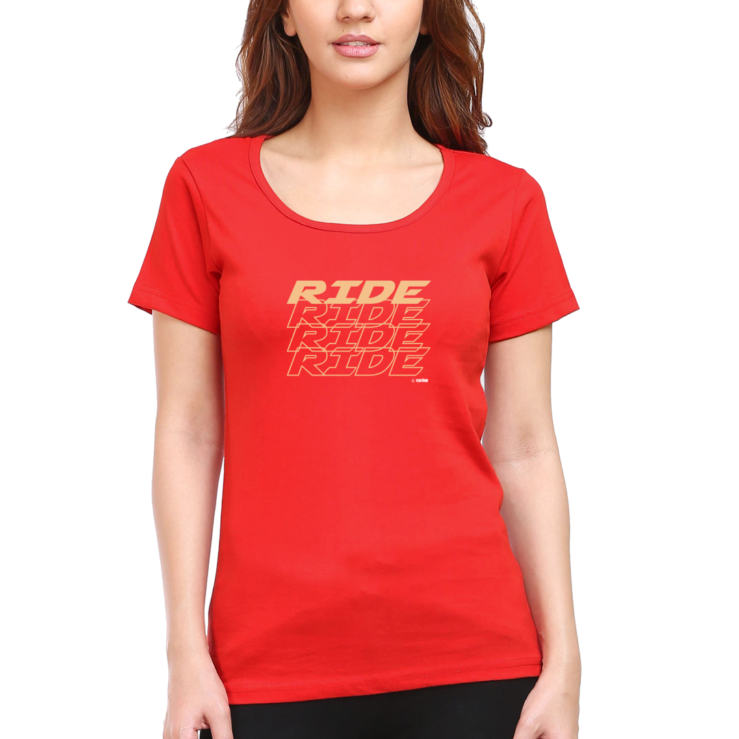 Cyclop Women's  Ride Ride Ride Cycling T-Shirt - Cyclop.in