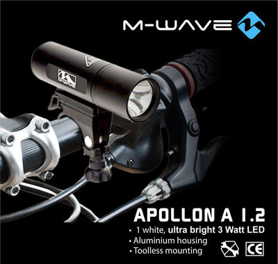 M-Wave Apollon A 1.2 3 Watt Front Light With Aluminium Housing 1 White Led - Black - Cyclop.in