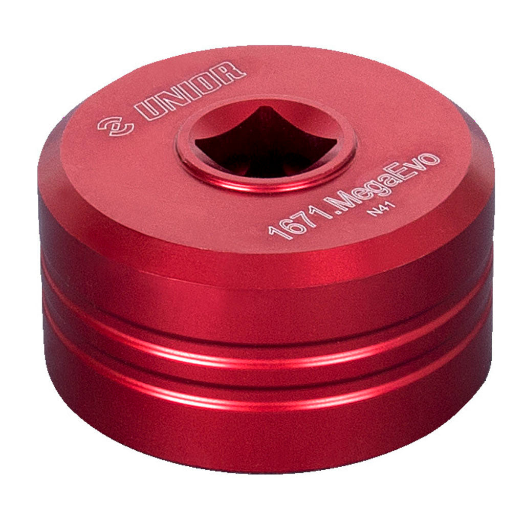 Unior Tretlager Stecknuss Megaevo – Für Externe Tretlager, 1/2" Antrieb, CNC-gefräst, Rot Eloxiert