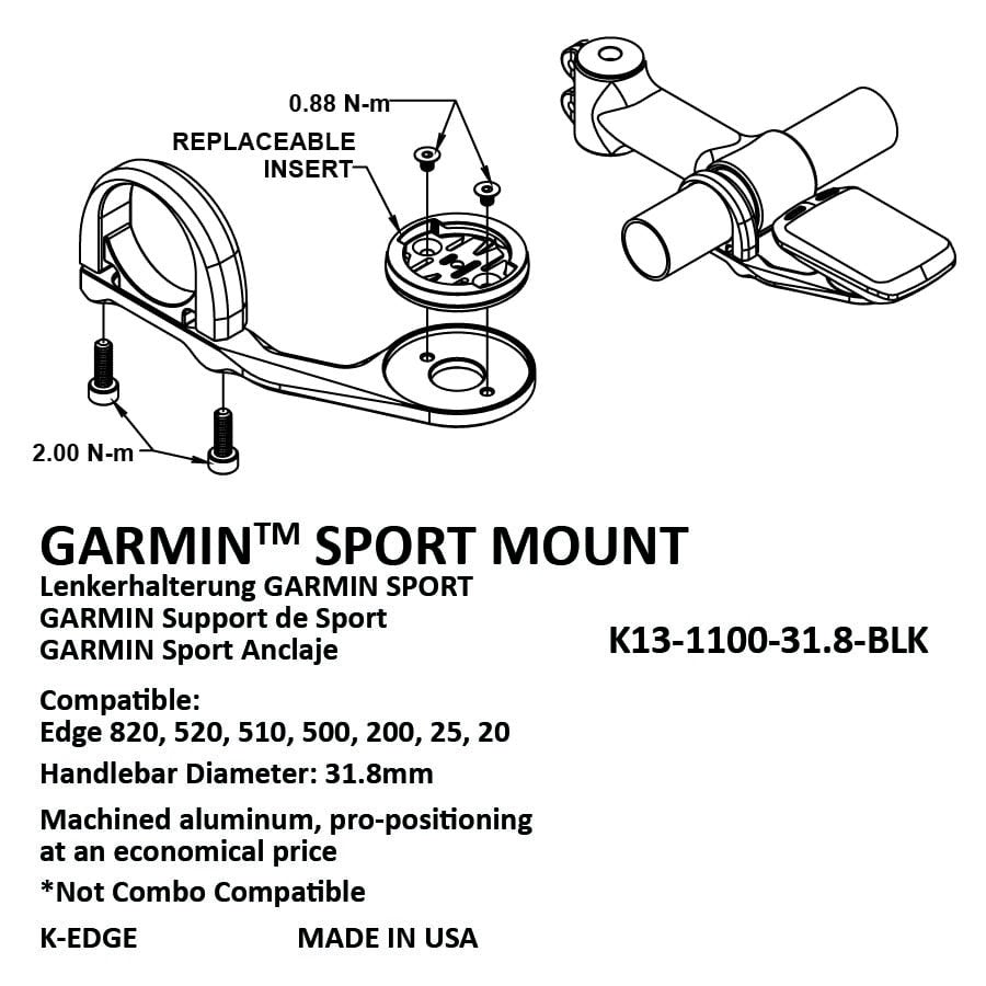 K-Edge Garmin Sport Mount (Black) - Cyclop.in