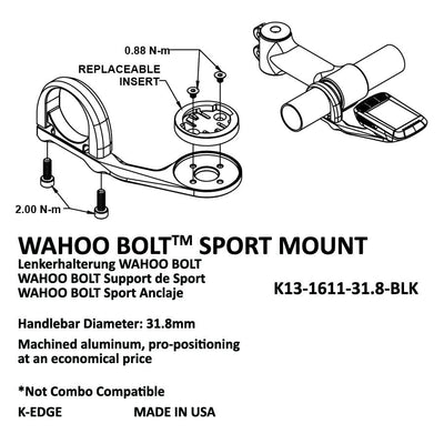 K-Edge Wahoo Bolt Sport Mount (Black) - Cyclop.in