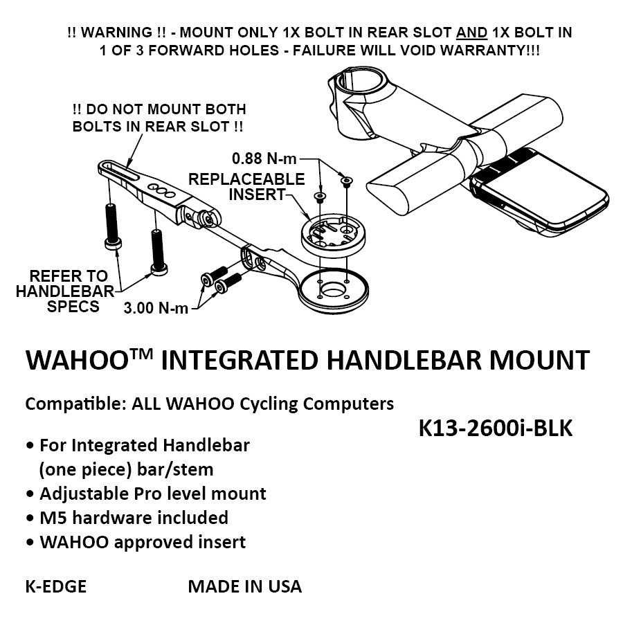 K-Edge Wahoo Integrated Handlebar System (IHS) Mount - Cyclop.in