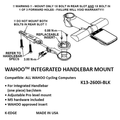 K-Edge Wahoo Integrated Handlebar System (IHS) Mount - Cyclop.in