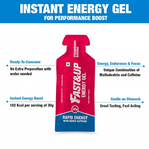 Fast&Up Energy Gel - Bundle of 5 Gels - Strawberry Banana Flavour - Cyclop.in